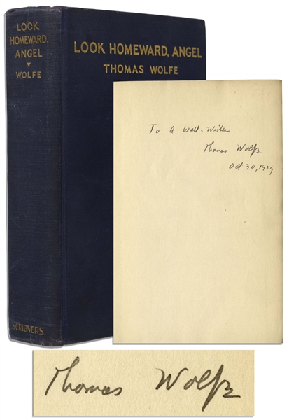 Thomas Wolfe Signed First Printing, First Edition of ''Look Homeward, Angel'' -- Signed in 1929, the Year of Publication